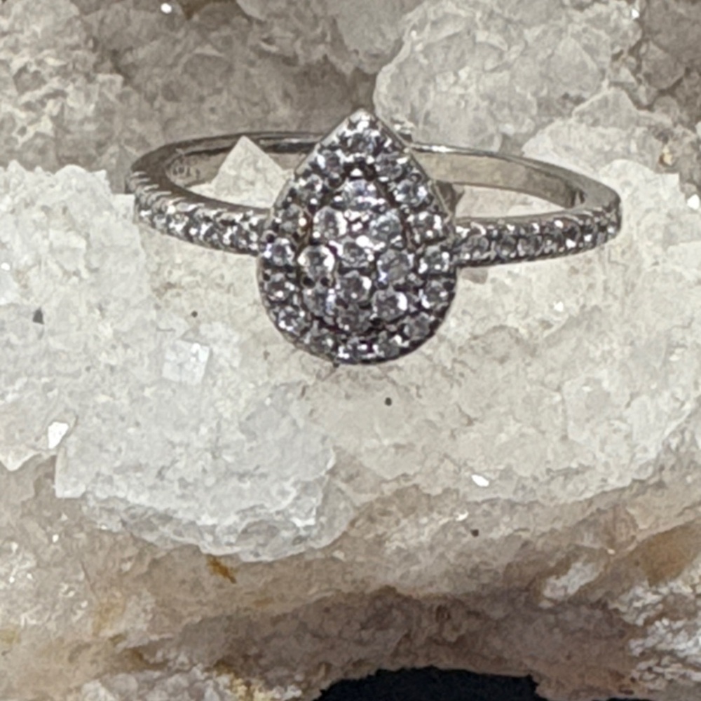 Sterling Silver CZ Teardrop Ring